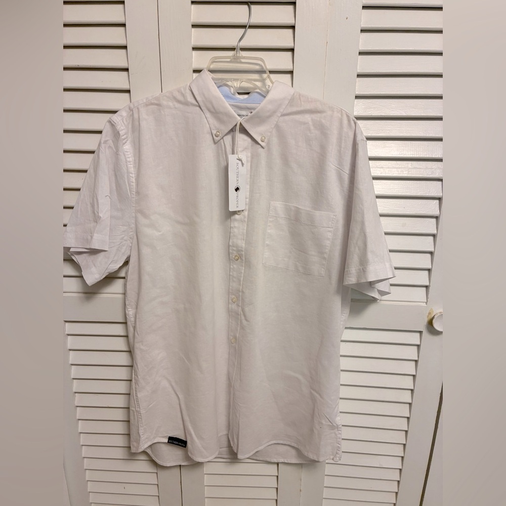 Southern Proper Men's White Button-Down Shirt